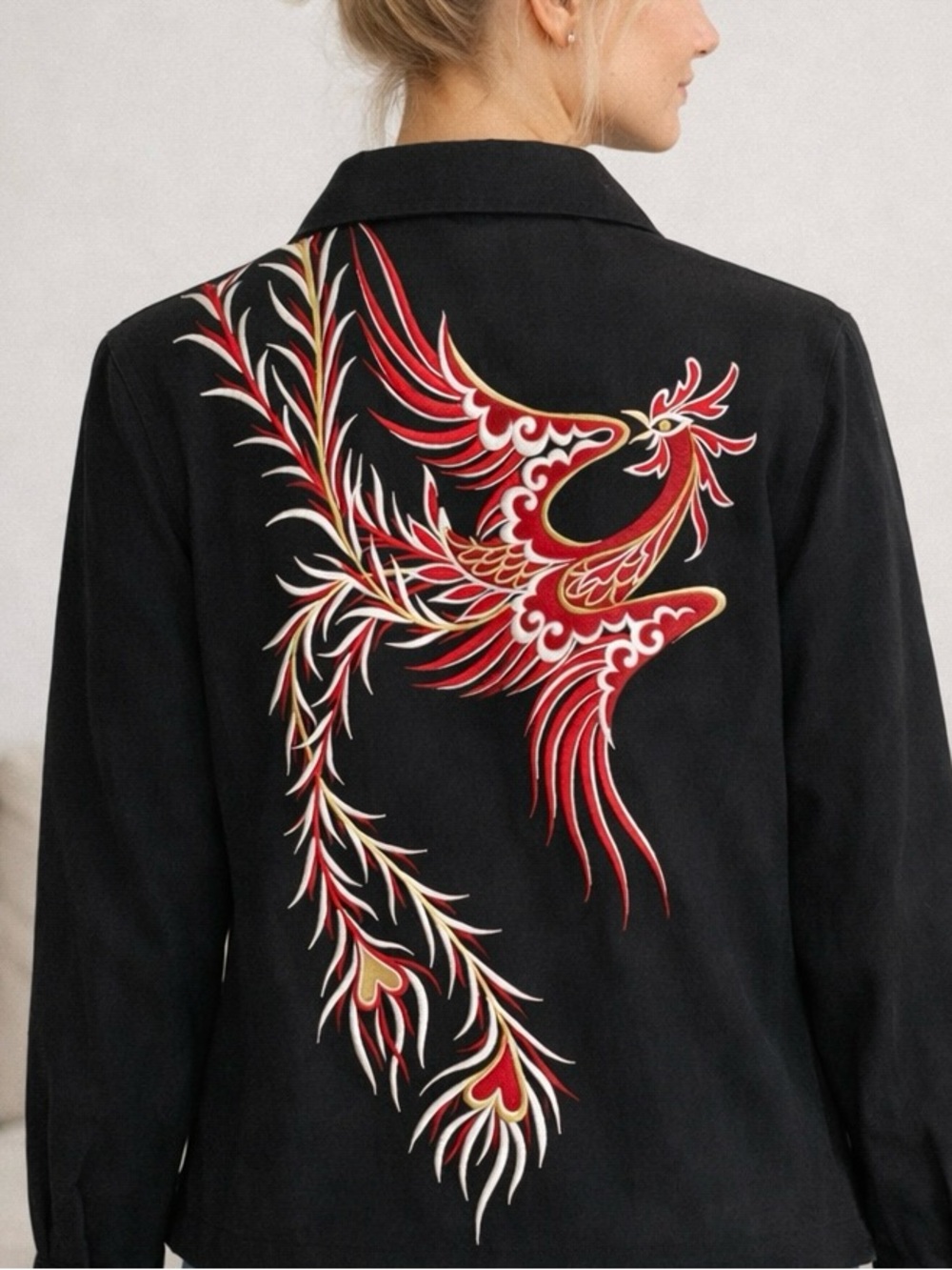 Y2K Black Embroidered Zip Jacket